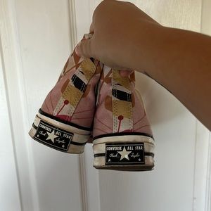 Converse high top, pink/yellow/orange floral design